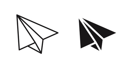 Poster - Paper plane vector icon set in black color.