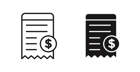 Poster - Receipt vector icon set in black color.