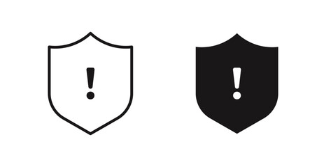 Poster - Shield exclamation vector icon set in black color.