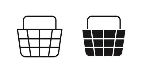 Aufkleber - Shopping basket vector icon set in black color.