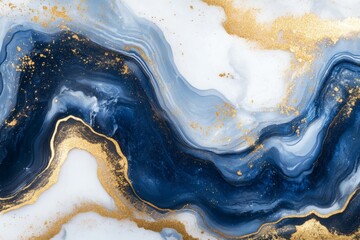 Aufkleber - Elegant blue and gold abstract design with flowing patterns and textures enhancing a modern aesthetic