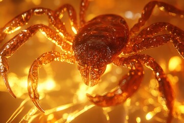 Poster - Intricate amber shell reveals a detailed fossilized crab preserved in ancient resin
