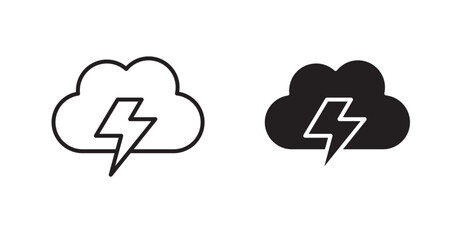 Poster - Thunderstorm vector icon set in black color.
