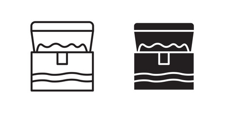 Poster - Treasure chest vector icon set in black color.