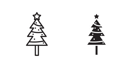 Poster - Tree christmas vector icon set in black color.