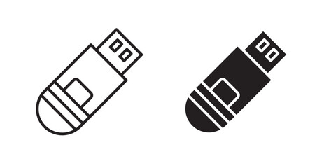Poster - USB pendrive vector icon set in black color.