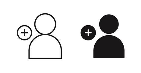 Poster - User add vector icon set in black color.