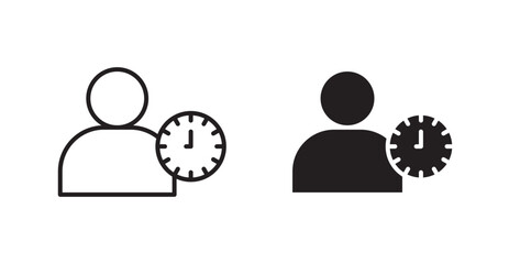 Poster - User time vector icon set in black color.