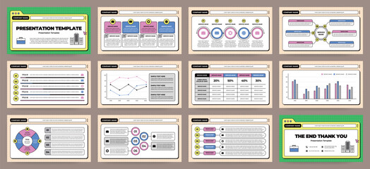Wall Mural - modern presentation slide templates. infographic elements template set for web, print, annual report