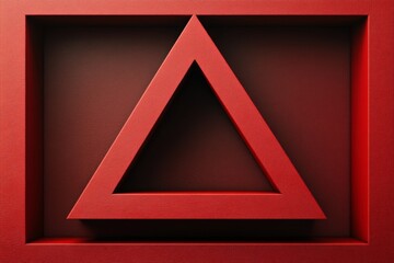 Aufkleber - Unique red triangular design with layered geometric shapes creating a modern visual effect in a dark background