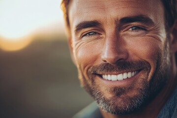 Poster - Close-up portrait of a bearded man with a warm smile