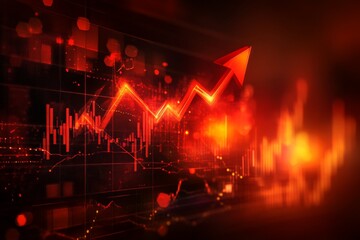 Poster - Financial growth represented by a rising graph in dynamic colors showcasing market trends and data fluctuations