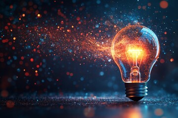 Poster - Bright spark of creativity illuminated in a dark background showcasing an artistic light bulb concept