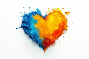 Aufkleber - Colorful heart design created with blue and orange paint showcasing artistic expression and creativity
