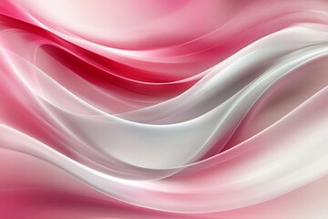 Poster - Soft flowing waves of pink and white create a soothing atmosphere in an abstract composition