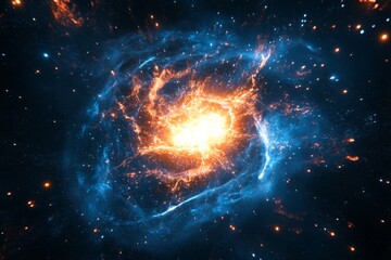 Aufkleber - Exploring the vibrant colors of a galaxy's formation amidst the cosmic wonders in deep space