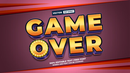 Poster - Game over 3d editable vector text effect. Bold typography style game poster design with editable text vector template.