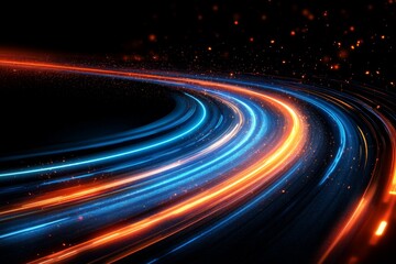 Aufkleber - Bright light trails create a dynamic abstract pattern in a dark background