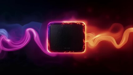 Wall Mural - A colorful, glowing, and dynamic image of a black box with a white border