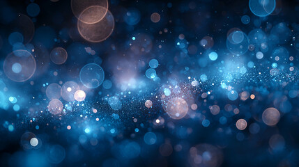 Wall Mural - Blue Sparkle Background Glowing Bokeh, Festive Elegant Design for Winter Themes