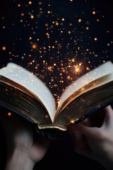 Poster - A person holding an open book, ready to learn or escape into a story