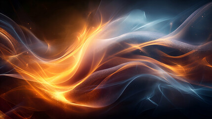 Wall Mural - Orange Blue Energy Flow Dynamic Light Waves, Modern Digital Art for Visual Design
