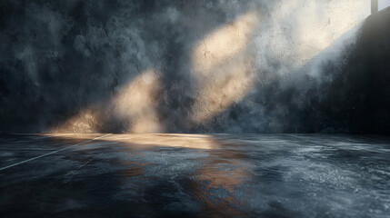 Wall Mural - dark concrete studio light grey texture, modern empty room interior design mockup