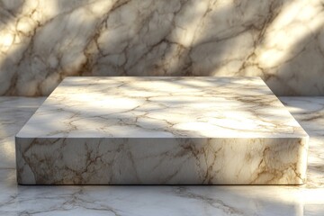 Poster - Elegant marble surface with intricate patterns and soft lighting creating a serene ambiance at midday