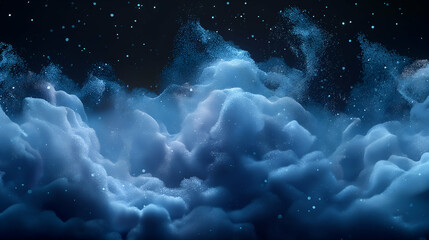 Wall Mural - blue nebula cloudscape cosmic space design, 3d starry sky for digital art