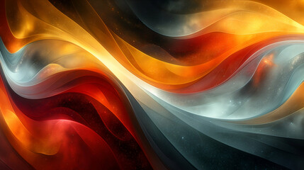 Wall Mural - Red Orange Gold Waves Elegant Swirling Design, Cosmic Texture for Modern Digital Art
