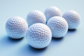 Poster - A collection of golf balls placed on a bright blue surface, perfect for sports and leisure illustrations