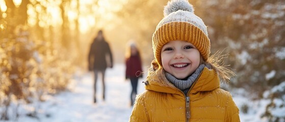 Poster - Young child dressed warmly for outdoor activities, may be suitable for use in educational or family settings