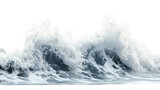 Big ocean wave breaking with foam and transparent background