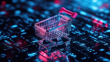 Aufkleber - A shopping cart icon sits atop a computer keyboard
