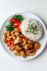 Poster - A simple meal with rice and mixed vegetables