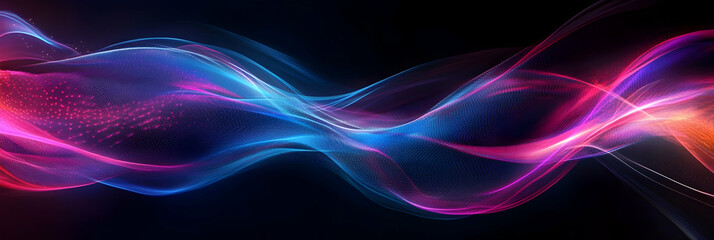 Poster - Abstract digital background with flowing waves of colorful light and energy