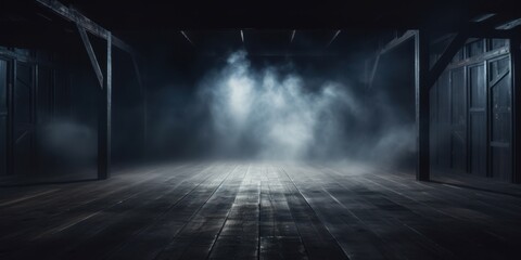 Wall Mural - dark smoky room with wooden floor