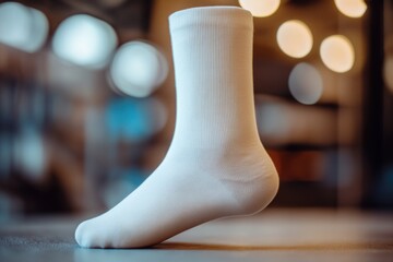 Poster - A pair of white socks sitting on a table, waiting for something