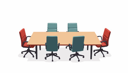 Poster - Modern conference room layout with geometric chairs, collaborative design