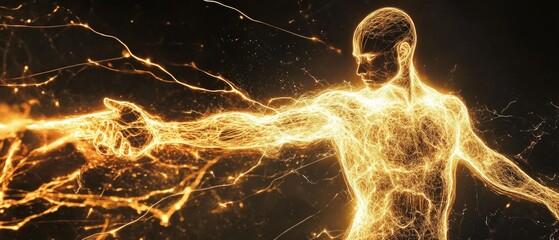 Poster - A person with radiant skin and arms emitting light, great for representing spirituality or supernatural themes