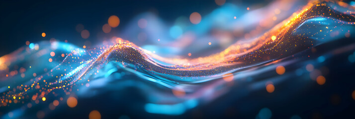 Poster - Abstract background with digital waves and neon lights