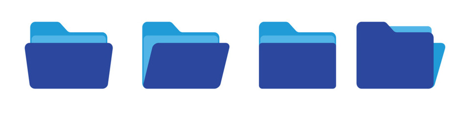 Fototapete - Blue Folders icon collection. Documents in folders. File folder vector icon set