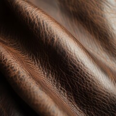 Poster - Detailed View of Rich Brown Leather Texture: Close-up of Wrinkled and Textured Surface