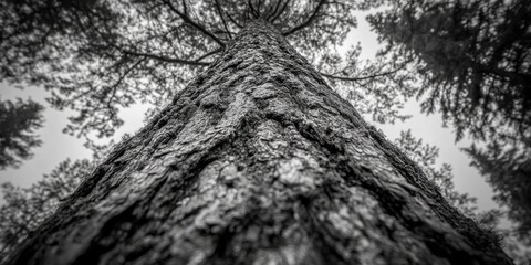 Poster - A view of the top of a tall tree in a dense forest, with foliage and branches visible