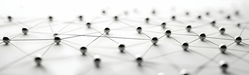Poster - a network of interconnected nodes and lines, representing the concept of data technology
