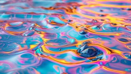 Poster - vibrant abstract reflections on water surface create a stunning display of color and light during da