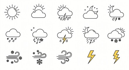 set of weather icons vector abstract illustration