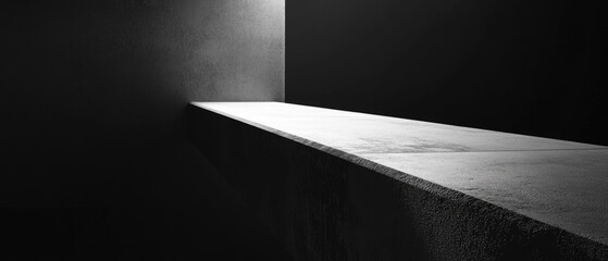Poster - A simple black and white image of a concrete ledge