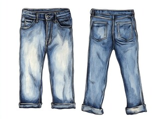 Poster - A close-up view of a pair of jeans with buttons and stitching