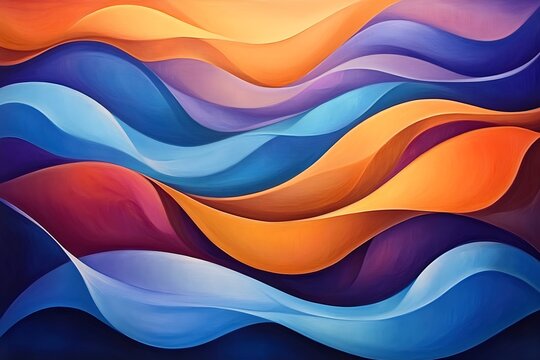 abstract and dynamic artwork featuring flowing waves of color